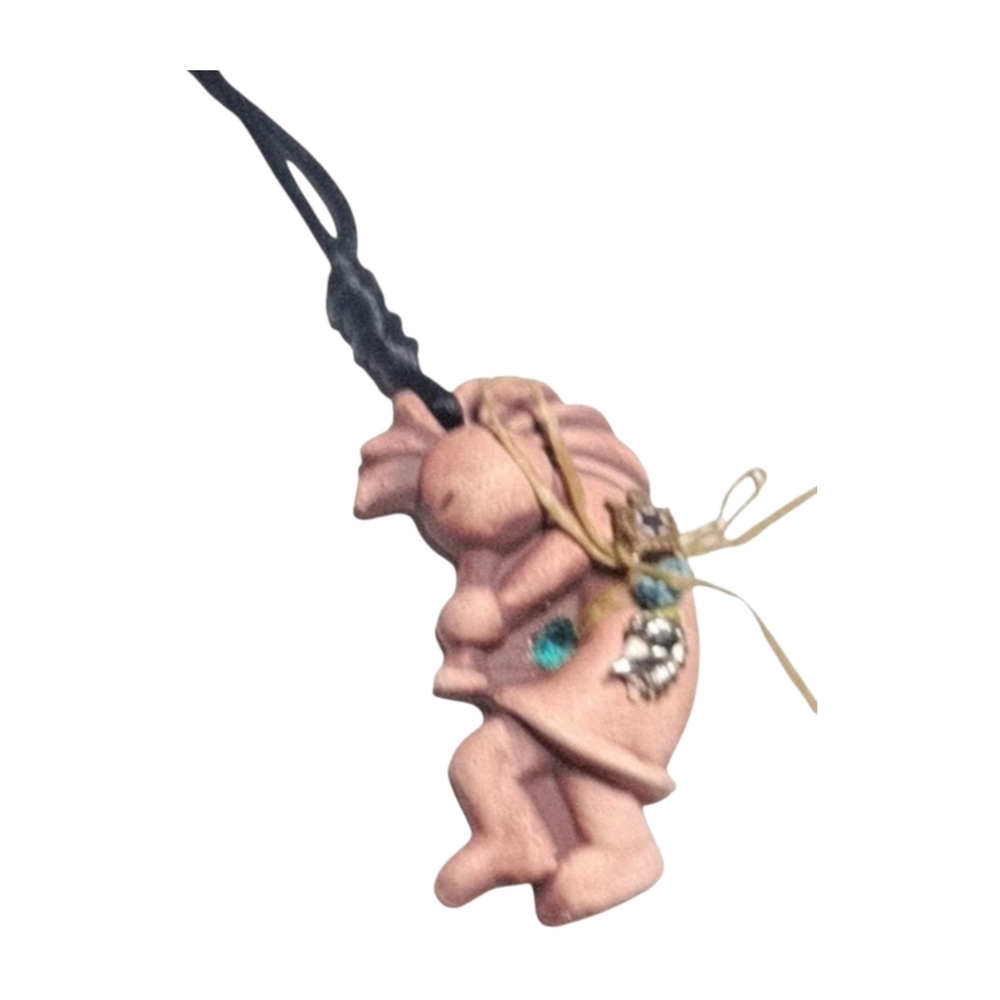 3D Kokopelli Humpbacked Flute Player Pendant and Black Cord Necklace